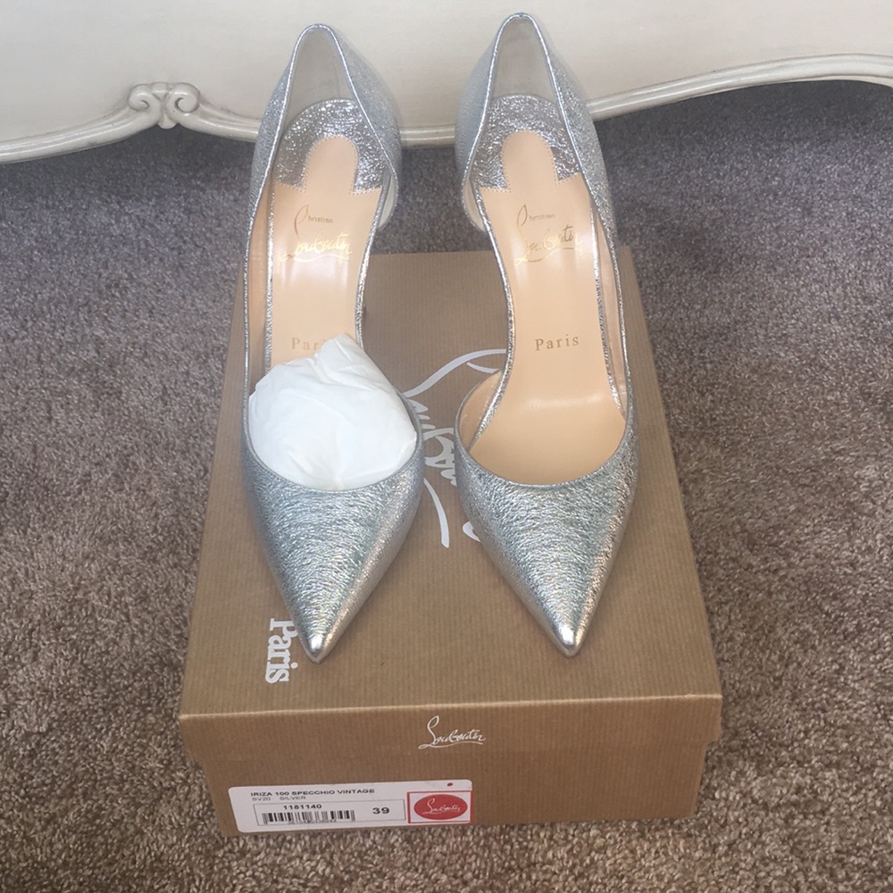 Christian Louboutin silver specchio vintage pumps